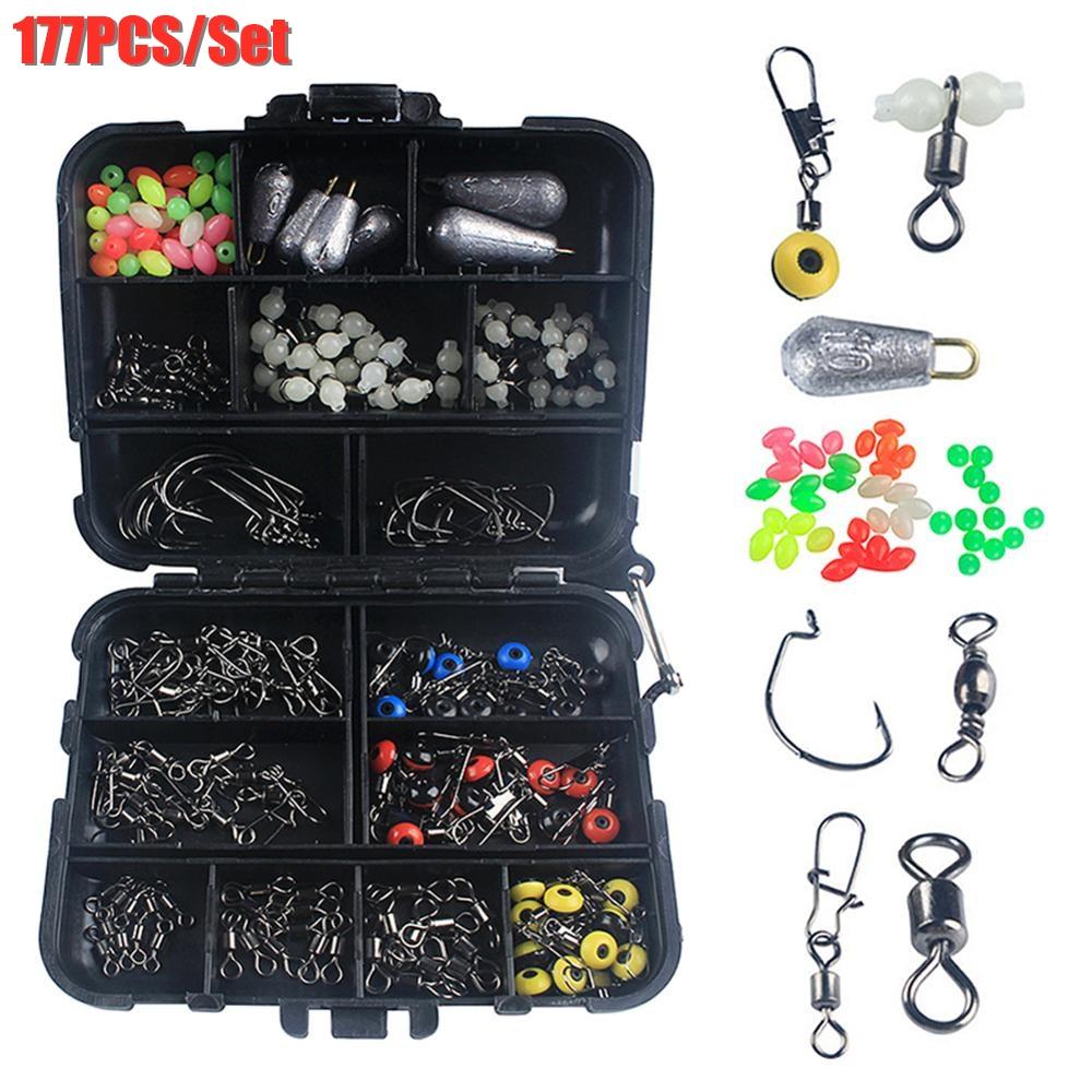 177PCS Fishing Kit Accessories Hooks Fishing Beads Tackle Box Durable Quality 1Set Of Fishing Parts Wholesale Dropshipping
