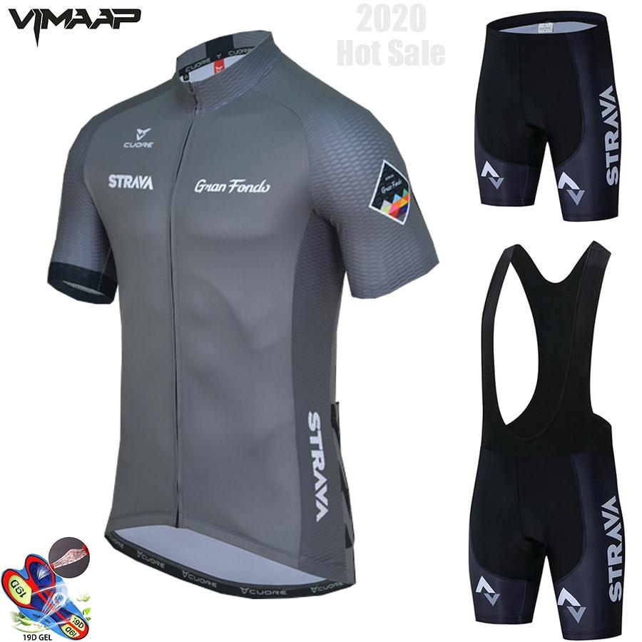 2021 New STRAVA Summer Cycling Jersey Set Breathable Team Racing Sport Bicycle Jersey Mens Cycling Clothing Short Bike Jersey
