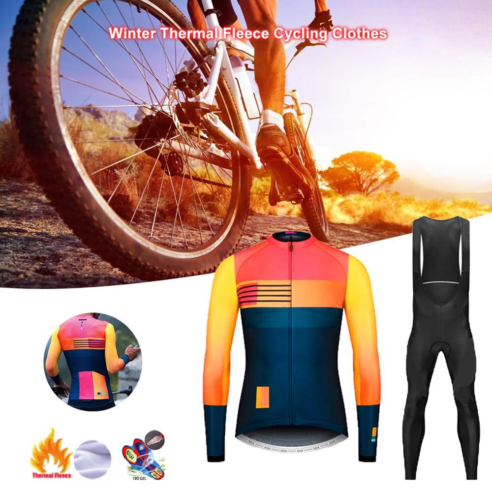 Winter Thermal Fleece Cycling Clothes Men Long Sleeve Jersey Outdoor Riding Bike MTB Clothing