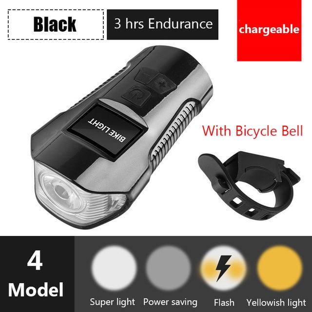 LED Bicycle Bell Lights USB Rechargeable Bicycle Speedometer Headlight Odometer Waterproof Front Lights Suitable for All Bike