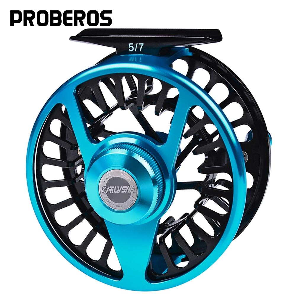 PROBEROS Aluminum Fly Fishing 5/7 7/9 9/10 WT Wheel Blue & Black Color Fly Fishing Reel CNC Machine Right & Left Handle Fly Reel