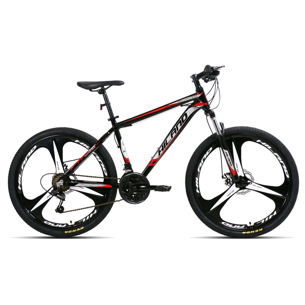 HILAND 26 inch 21 Speed Aluminum Alloy Suspension Bike Double Disc Brake Mountain Bike Bicycle with Service and Free Gifts