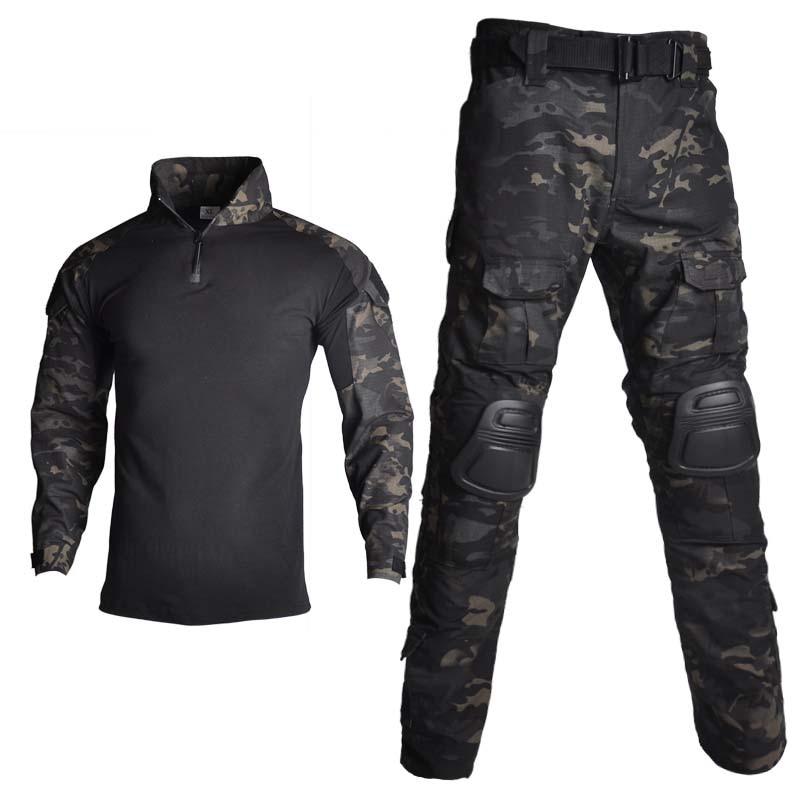 Tactical Suit Military Uniform Training Suit Camouflage Hunting Shirts Pants Paintball Clothes Sets with Pads 10 Pockets 8XL