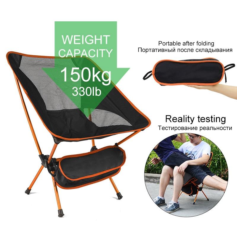 ZK30 Travel Ultralight Folding Chair High Load Outdoor Camping Chair Portable Beach Hiking Picnic Seat Fishing Tools Chair