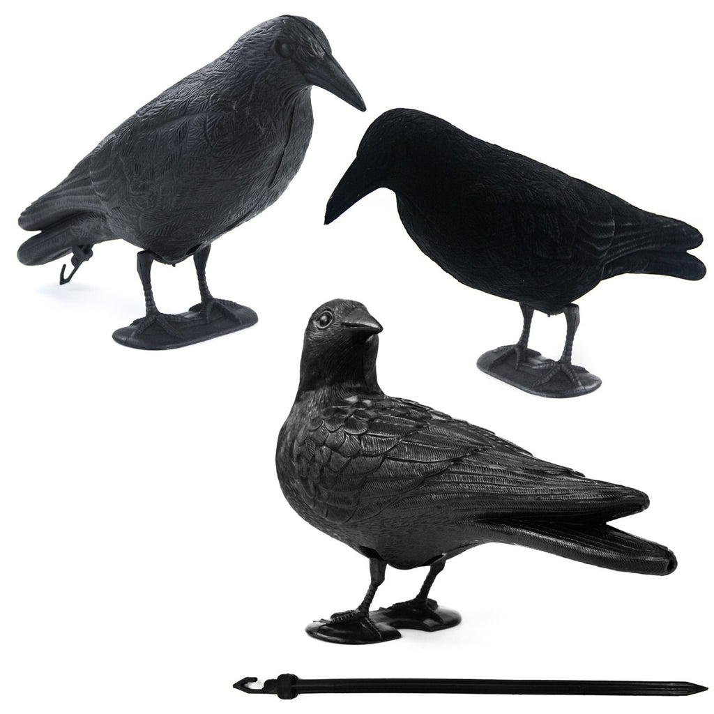 GUGULUZA Realistic Crow Decoy for Hunting Garden Bird Deter Scarer Pest Deterrent Repeller Hallows's Day Decor