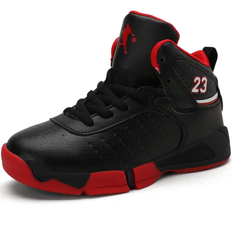 Boy Brand High Quality Thick Sole Leather Kids Sneakers Boys Basketball Shoes Children Sport Shoes Boy Basket Ball Trainer Shoes