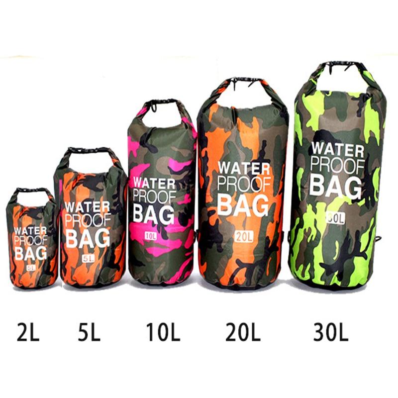PVC Camouflage Waterproof Backpack Portable Outdoor Sport Rafting Bag River Tracing Swiming Bucket Dry Bag 2L 5L 10L 15L 20L 30L