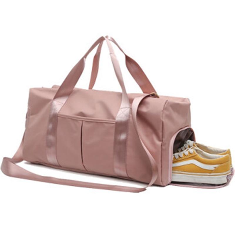 Outdoor Waterproof Nylon Sports Gym Bags Men Women Training Fitness Travel Handbag Yoga Mat Sport Bag with shoes Compartment