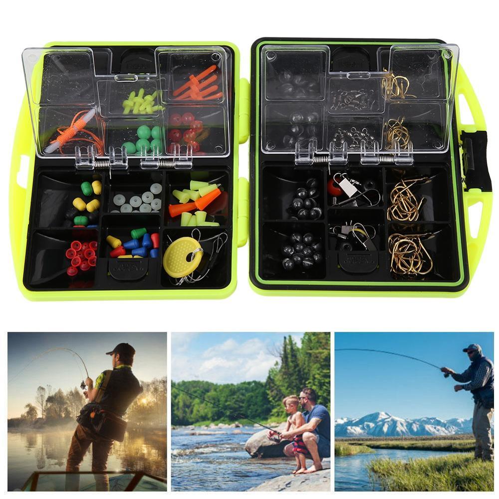 160pcs/box Fishing Accessories Kit Including Jig Hooks fishing Sinker weights fishing Swivels Snaps with fishing tackle box