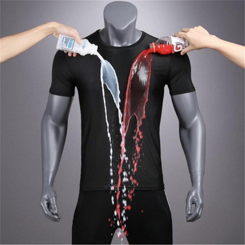Antifouling Quick Dry Top Short Sleeve T-Shirt Anti-Dirty Waterproof Men T Shirt Creative Hydrophobic Stainproof Breathable 2020