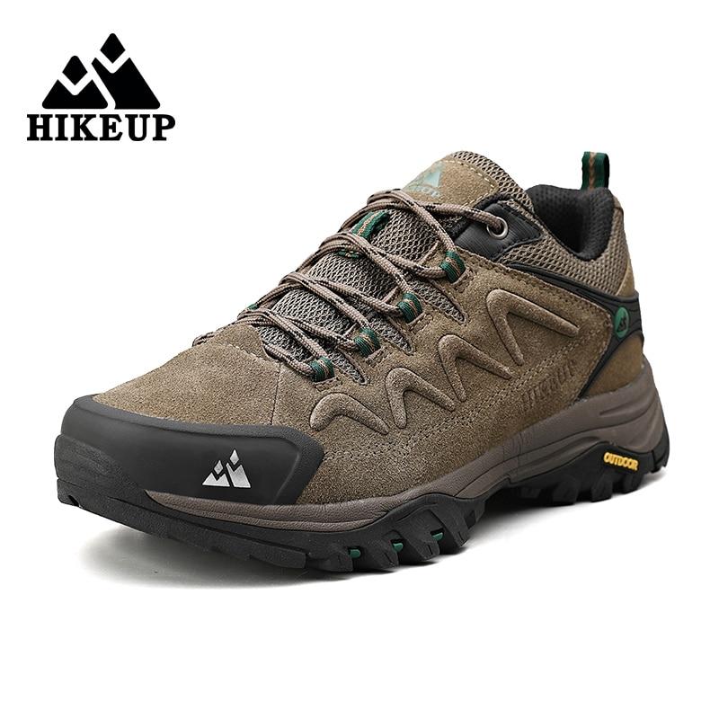 HIKEUP Summer Leather Men Hiking Shoes Tourist Trekking Sneakers Mountain Climbing Sneakers Trail Jogging Outdoor Shoes For Men