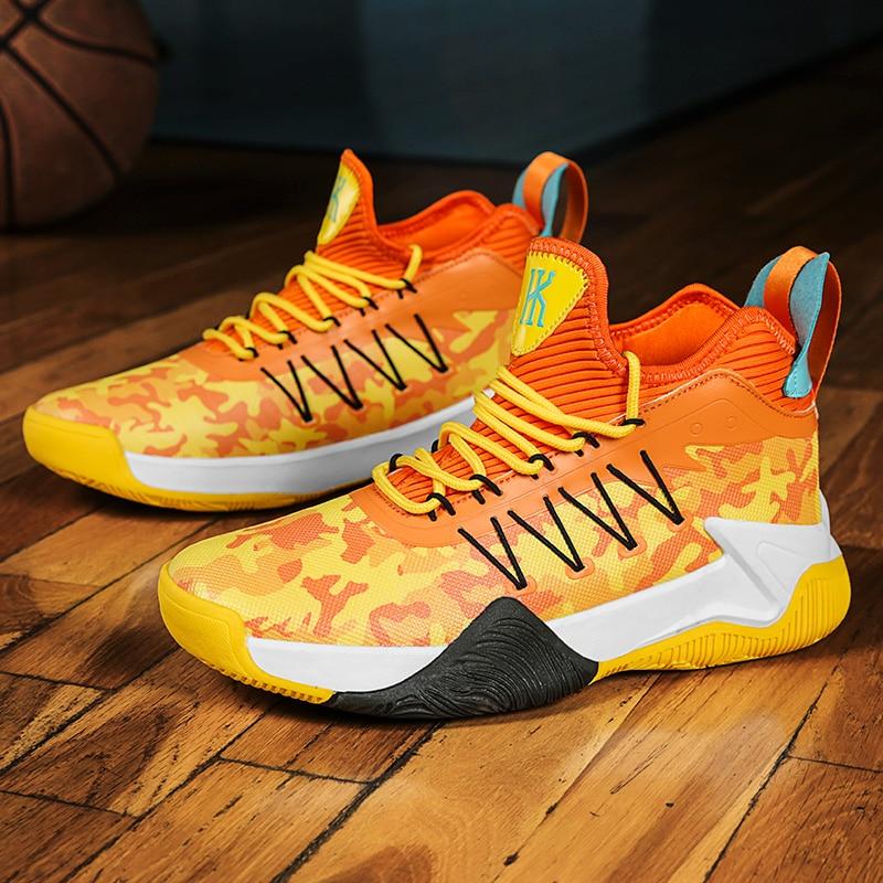 New Fashion Yellow Platform Basketball Shoes Men Non-slip Bounce High Boots Basket Outdoor Breathable Sneakers Basketball Men