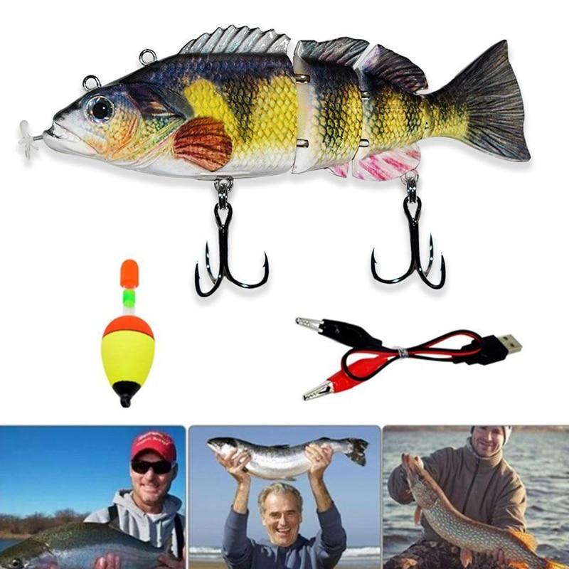 Robotic Swimming Fishing Lures Auto Electric Lure Jointed Bait Wobblers For 4 Segement Swimbait USB Rechargeable LED Light