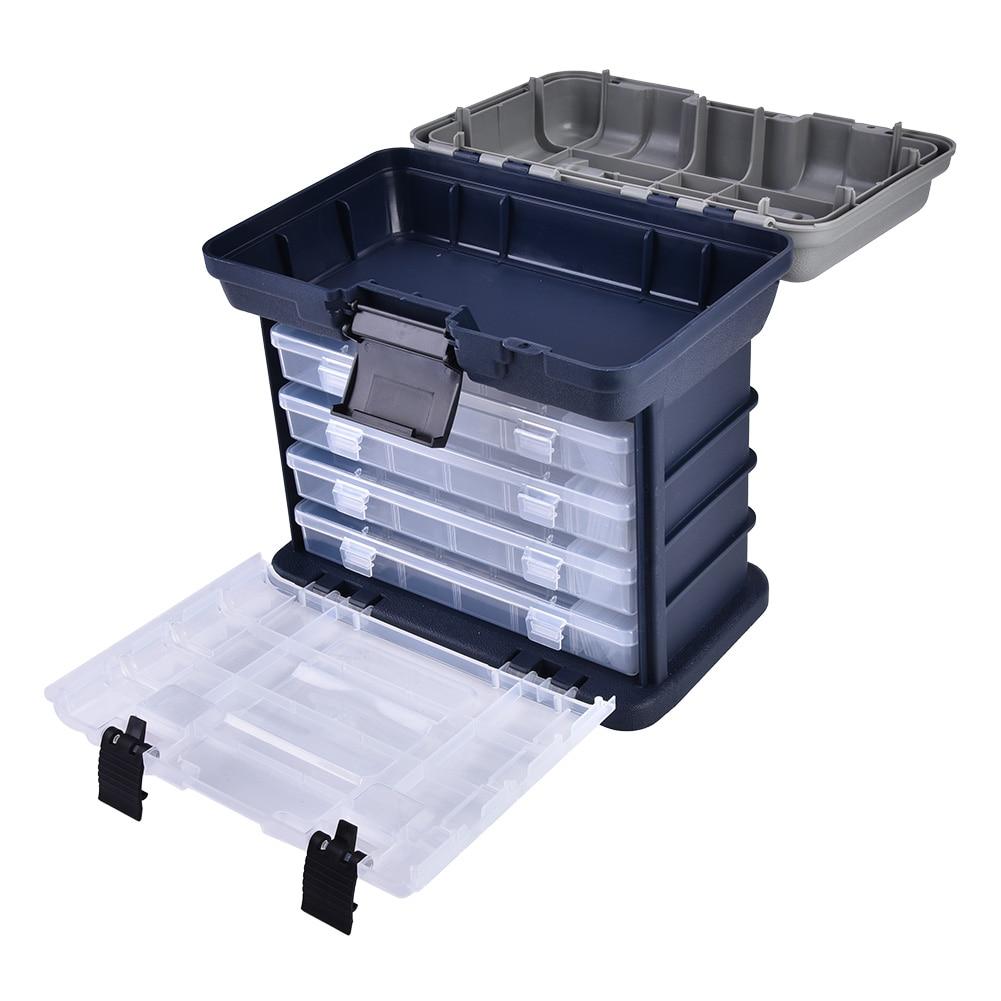 Multifunctional Portable 4 Layers Big Fishing Tackle Box lure Hook Boxes storage Box Plastic Handle Fishing Case Tools Accessory