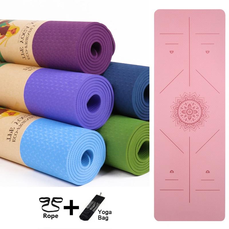 Yoga Mat 1830*570*6mm TPE Yoga Mats Position Line Non Slip Mat Yoga Beginner Environmental Fitness Gymnastics Mats Exercise Mat