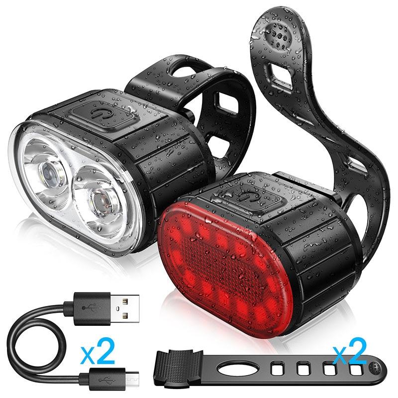 Bike Front Light Set USB Charging Bicycle Rear Light LED IPX4 Waterproof Headlight/taillight Cycling FlashLight Bike Accessories