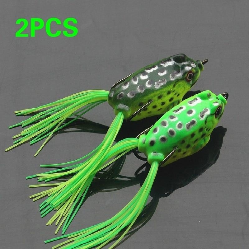 2Pcs/lot Soft Toad Frogs Bass Fishing Lure Hollow Body Top Water Frogs Fishing Lures Baits