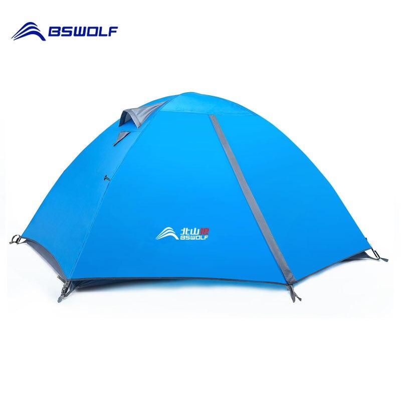BSWOLF Camping Tent 2 Person Aluminum Pole Lightweight Tourist Tent Double Layer Portable Tent for Hiking,Travelling