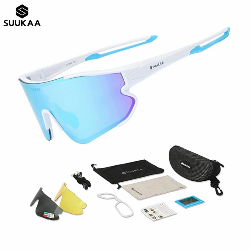 SUUKAA Riding Cycling Sunglasses Mtb Polarized Sports Cycling Glasses Goggles Bicycle Mountain Bike Glasses For Men's Women