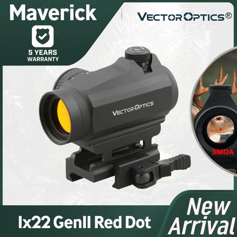 Vector Optics Maverick 1x22 GenII Red Dot Sight Tactical 3 MOA 11 Levels Red Compact with QD Picatinny Mount for Target Shooting
