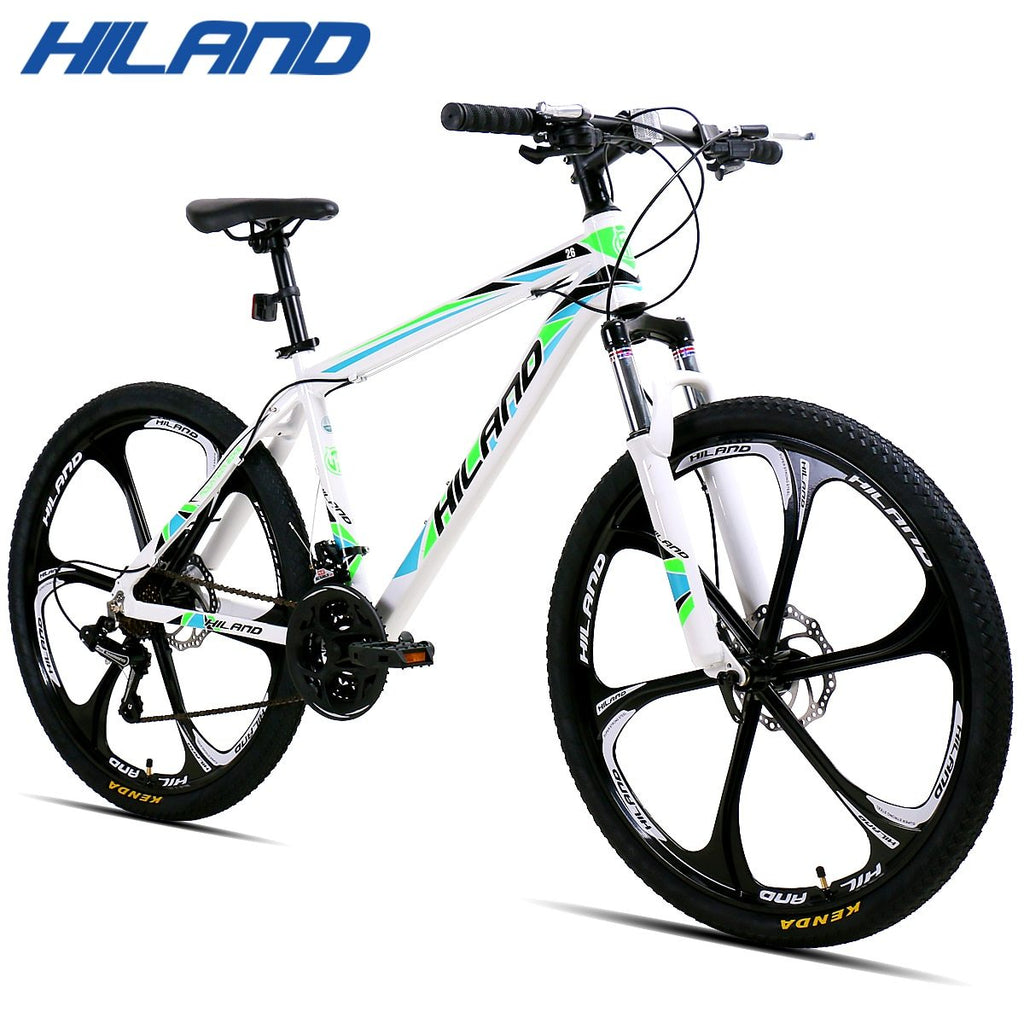 HILAND 26&#39;&#39; Mountain Bike 21/27 Speed Aluminum Bicycle Bike Double Disc Brake MTB Suspension Fork Bicycle with Shimano TZ50