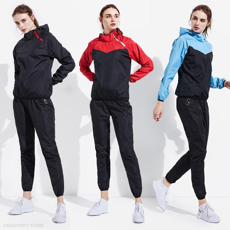 Sauna Suit Women Gym Clothing Set Men Pullover Hoodies Tops Running Fitness Exercise Sportswear Weight Loss Sweating Sports Suit