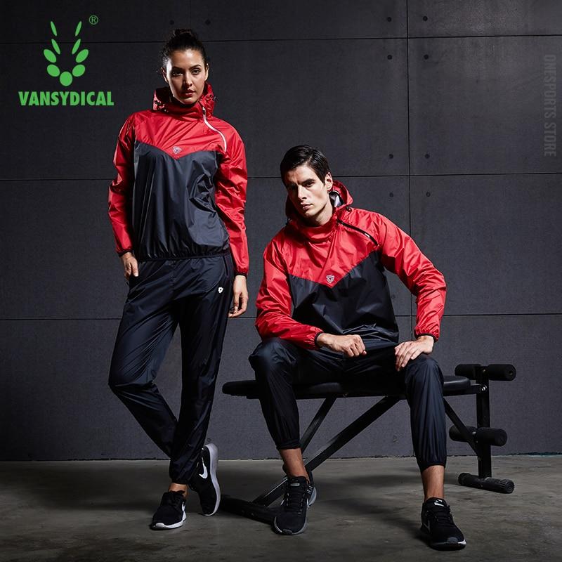 VANSYDICAL Sauna Suit Mens Gym Clothing Set Hoodies Pullover Sportswear Running Fitness Weight Loss Sweating Sports Jogging Suit