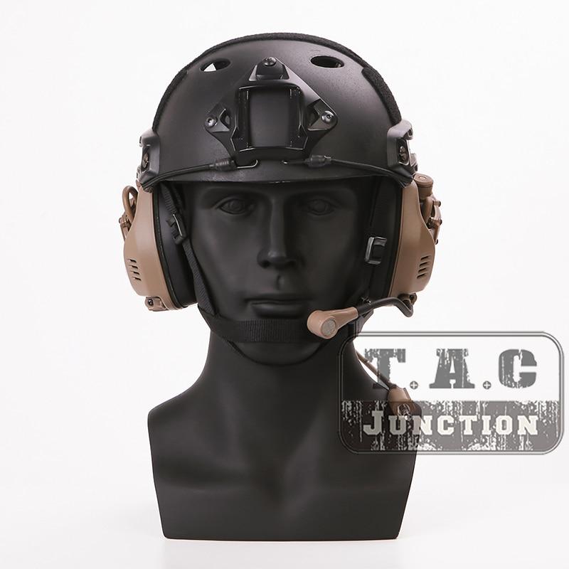 FCS RAC Tactical Rail Attached Communication Headset Noise-Reduct Hearing Protection For Fast Maritime Sentryl High-Cut Helmet