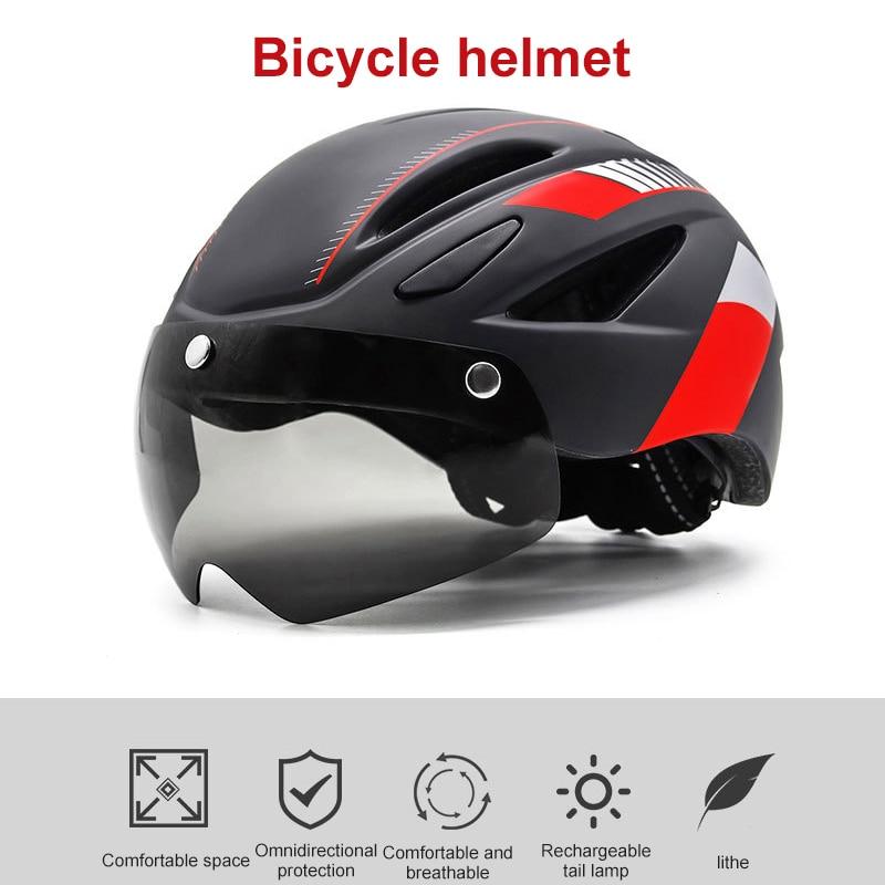 EASTINEAR Bicycle Helmet Men EPS Integrally-molded Breathable Cycling Helmet Men Women Goggles Lens Aero MTB Road Bike Helmet